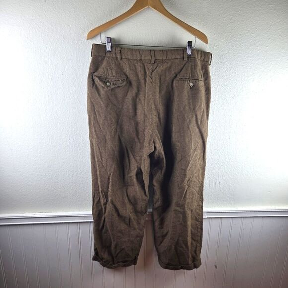 Men's Vintage Polo Ralph Lauren Wool Blend Houndstooth Brown Pants - Picture 2 of 9